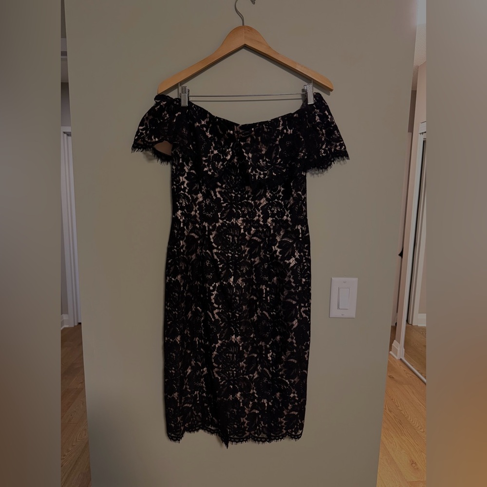 Eliza J Black Lace Off Shoulder Dress